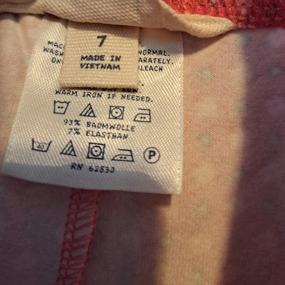 Lands' End girls size 7 coral floral cropped leggings, EUC - Picture 3 of 6